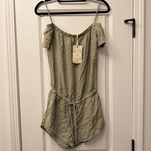 Chelsea & Violet Olive Green Off-Shoulder Romper